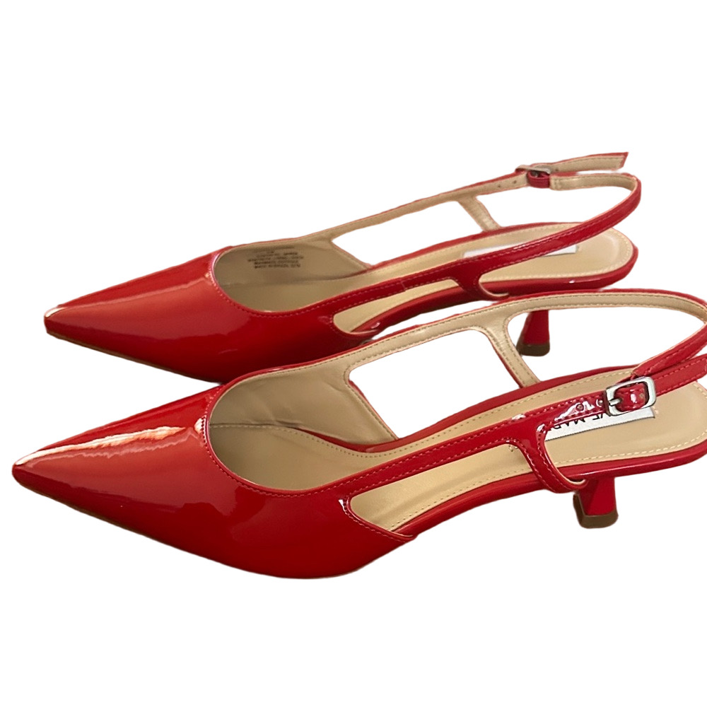 Steve Madden Glossy Red Slingback Heels - Picture 9 of 10